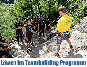 TSV 1860 München - Die Löwen investieren in Ihre Kommunikationsfähigkeiten. Freeclimbing im Klettergarten Weißbach bei Lofer mit Kommunikationstrainer Andreas Diza von Montée (©foto. Montée)